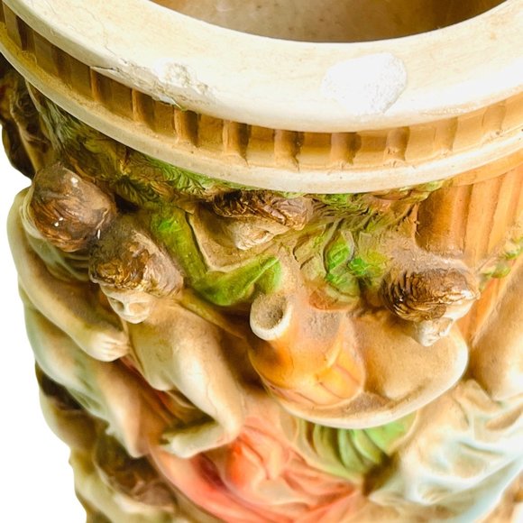 Vintage Roman Bath Garden Chalk Ware Vase 11" x 4.5" - Picture 8 of 9